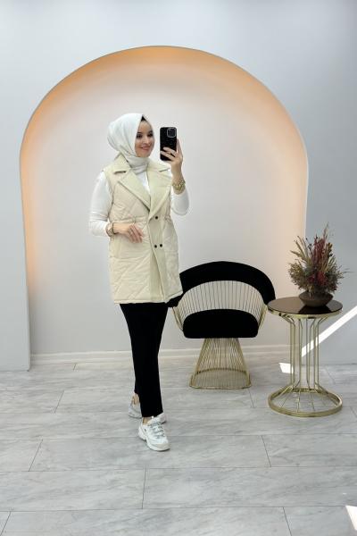 Lisra Kısa Yelek Bej