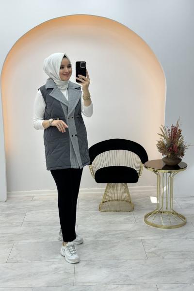 Lisra Kısa Yelek Gri