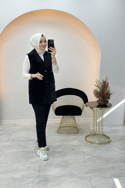 Lisra Kısa Yelek Siyah