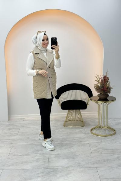 Lisra Kısa Yelek Taş Rengi