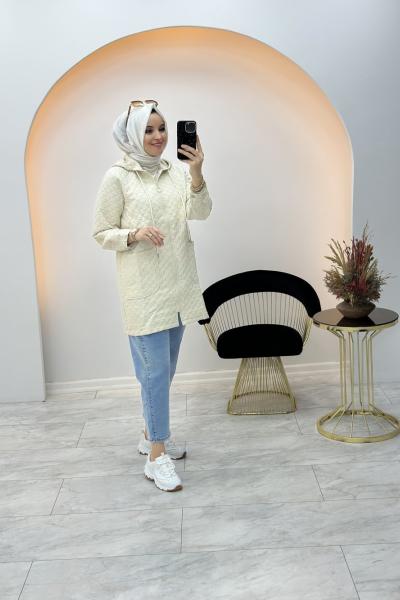 Hilal Kapitone Kap Krem