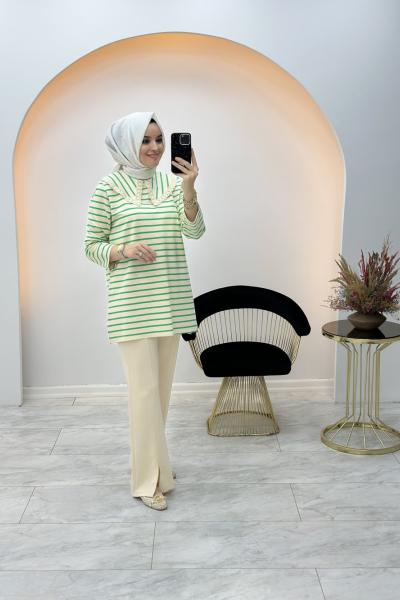 Dantel Yaka Tunik Yeşil