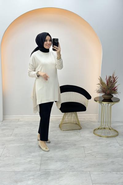 Yandan Şifonlu Tunik Taş Rengi