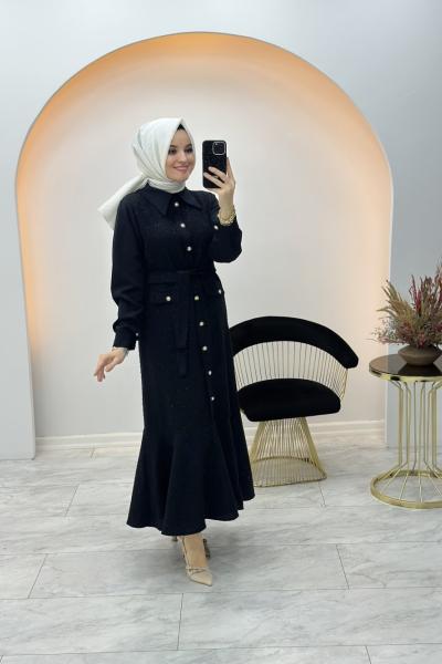 Düğmeli Chanel Elbise Siyah