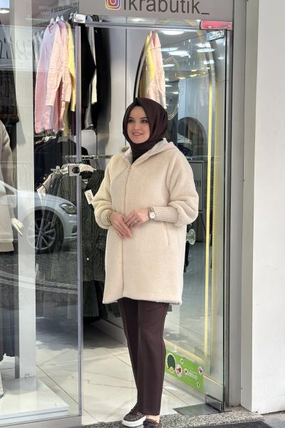 Kapüşonlu Angora Kaban Taş Rengi