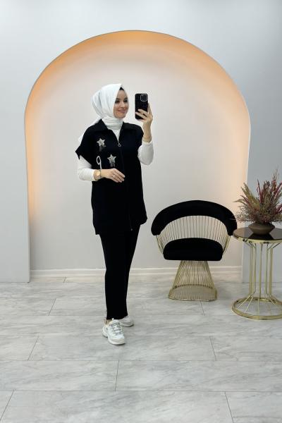 Güner İkili Yelekli Takım Siyah