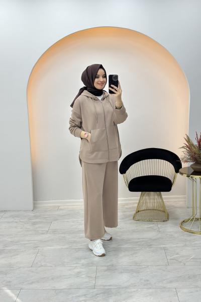 Devin Fermuarlı Takım  Sütlü Kahve