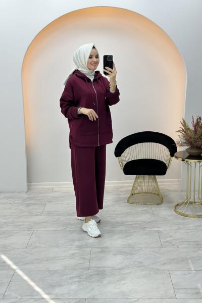 Devin Fermuarlı Takım Bordo