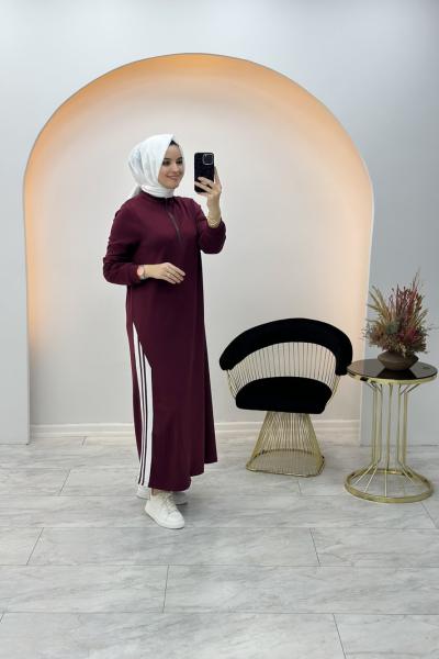 Aslı Spor Elbise Bordo