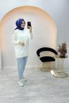 Taşlı Yumoş Tunik Beyaz