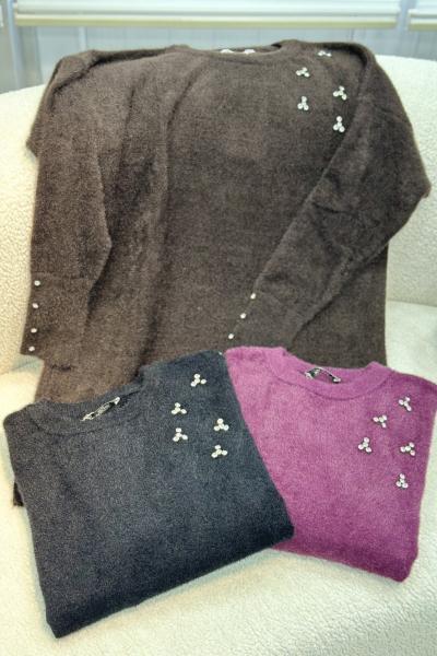 Taşlı Yumoş Tunik Kahverengi