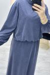 Croplu Jile Elbise Lacivert