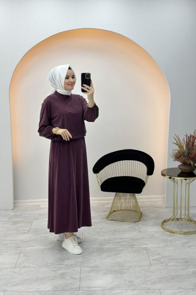 Croplu Jile Elbise Mürdüm