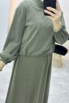 Croplu Jile Elbise Haki