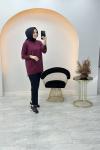 Basıc Düğme Merserize Tunik Bordo