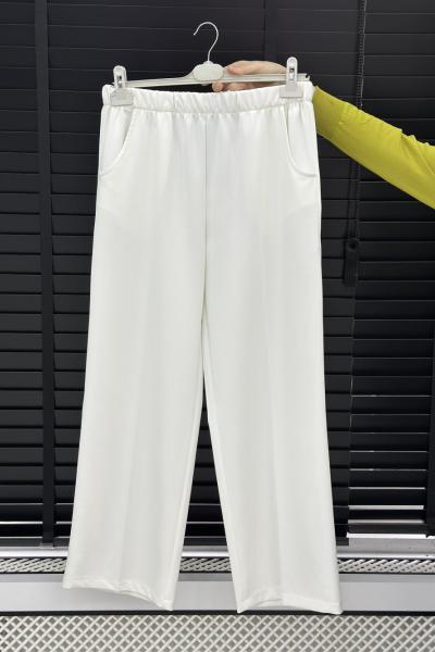 Krep Pantolon Beyaz