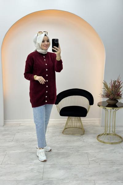 Berra Yumoş Hırka Bordo