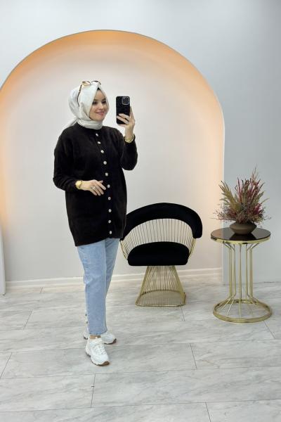 Berra Yumoş Hırka Kahverengi