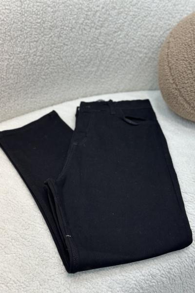 Düğmeli Mom Jean Pantolon Siyah