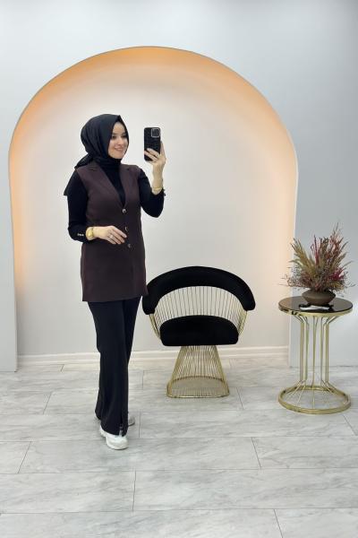 Çelik Dokuma Yelek Kahverengi