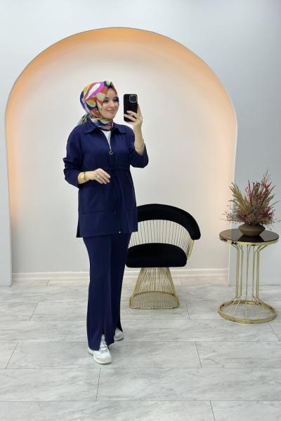 Bağlamalı İkili Takım Lacivert