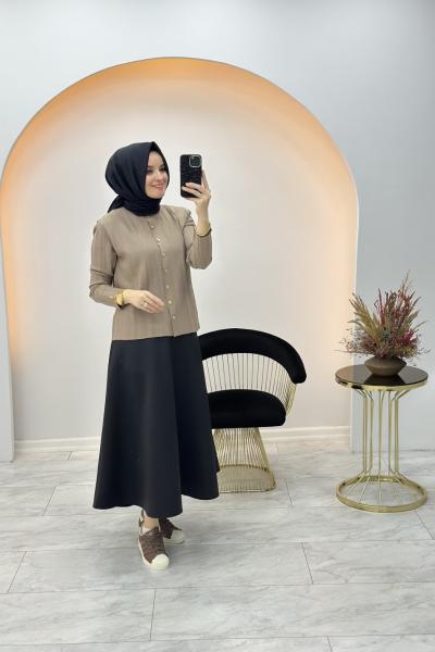 İzlem Merserize Hırka Vizon