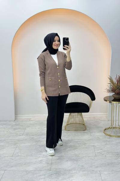 Blazer Triko Ceket Kahverengi