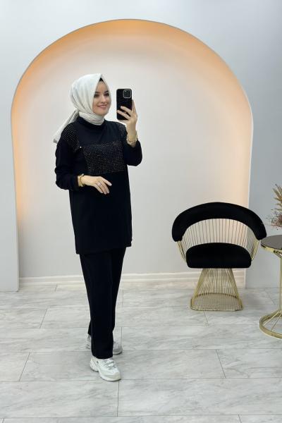 Kampanyalı Taşlı Takım Siyah