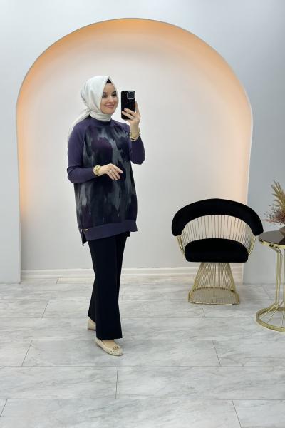 Desenli Qupra Tunik Füme