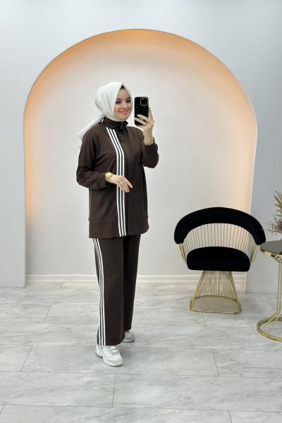 Çizgili Spor Takım Kahverengi