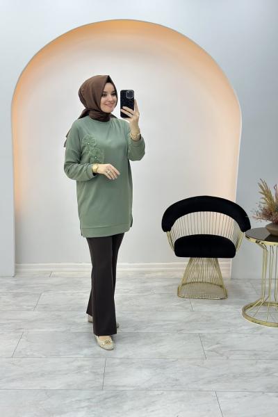 Hare Tunik Mint Yeşili