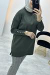 Moon Düğme Detay Tunik Haki