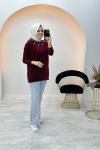 Taş Yaka Yumoş Tunik Bordo