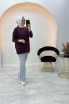 Taş Yaka Yumoş Tunik Mürdüm
