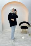 Taş Yaka Yumoş Tunik Siyah