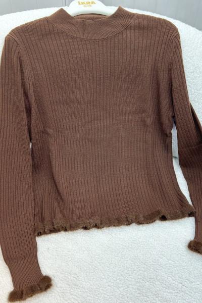 Fırfır Detaylı Kazak  Kahverengi