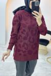 Sim Detaylı Triko Tunik Bordo
