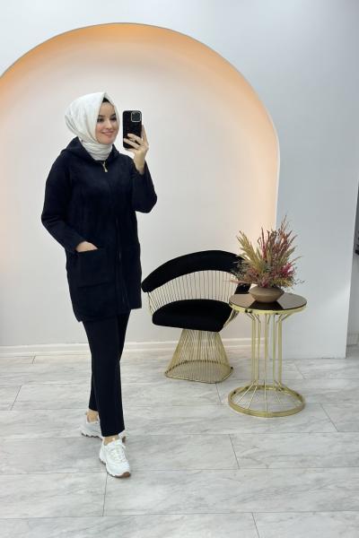 Asrın İşleme Detay Hırka Siyah