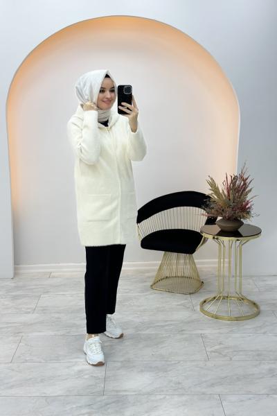 Asrın İşleme Detay Hırka Ekru