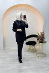 Cemre File Detaylı Tunik Siyah