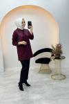 Cemre File Detaylı Tunik Bordo