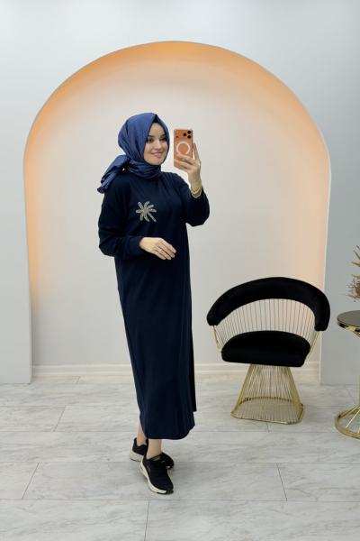 Palmiye Elbise Lacivert