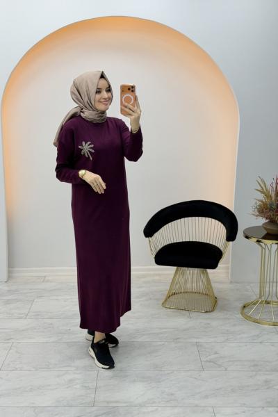 Palmiye Elbise Bordo