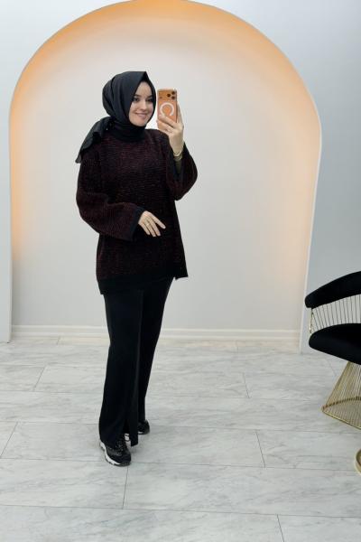 Simli Triko Tunik Siyah