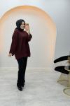 Simli Triko Tunik Bordo