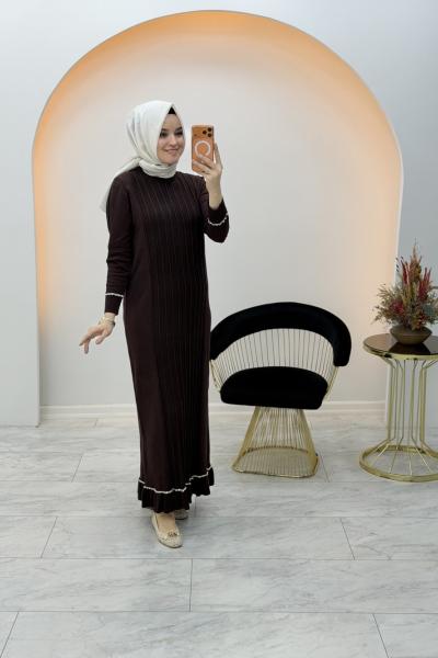 İncim Elbise Kahverengi