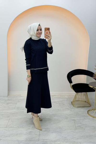 İncim Etekli Takım Lacivert