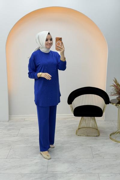 Linda Taşlı Takım Mavi