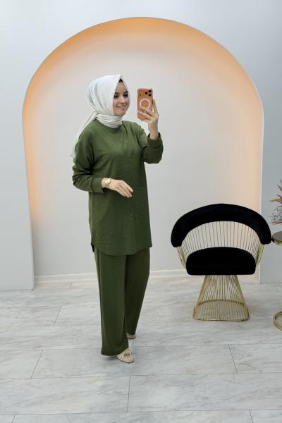 Linda Taşlı Takım Haki