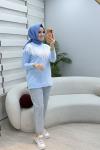 Boncuk Detaylı Yumoş Tunik Bebe Mavisi